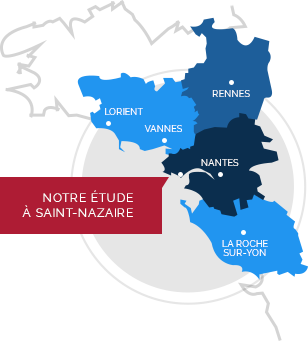 zone d'intervention de la SAS GELLARD S. - PENVERN L. - FEDRYNA D. Huissiers de Justice  SAINT-NAZAIRE en Loire Atlantique (44)